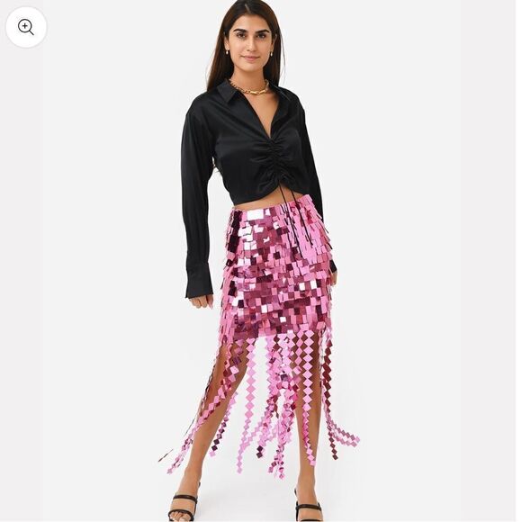 NWT FRAME Cinch Front Long Sleeve Top Black Silk Large Revolve - Picture 16 of 16